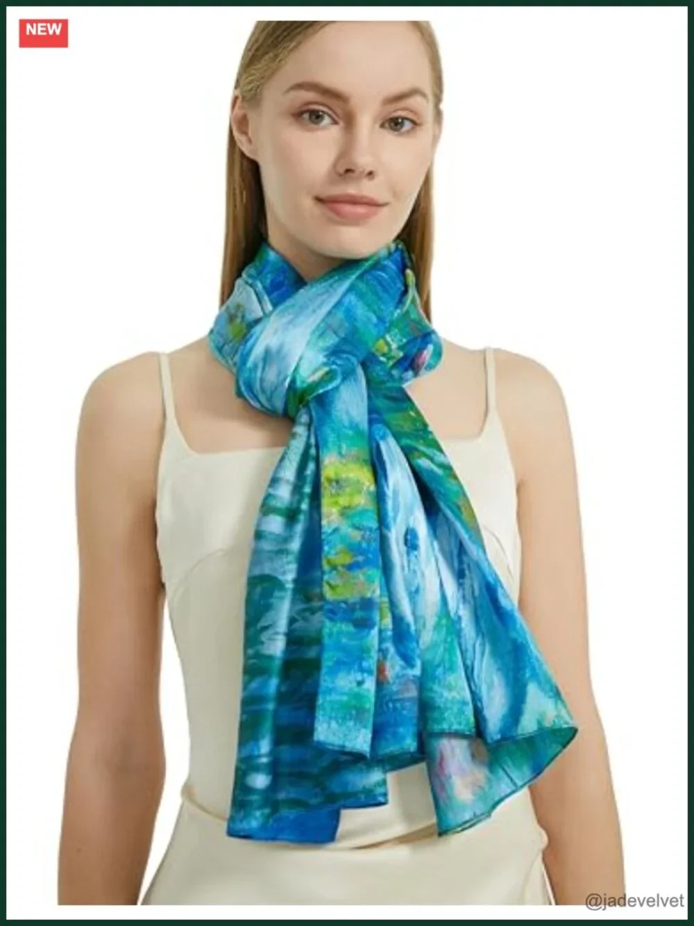 Women's Fashion Scarf Double Sided Floral Shawl Lightweight Polyester Satin Wrap